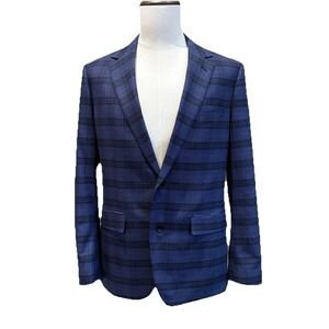 Bonobos Blazer 40R Blue Glen Check Slim Fit Wool Blend Suit Jacket Sport Coat